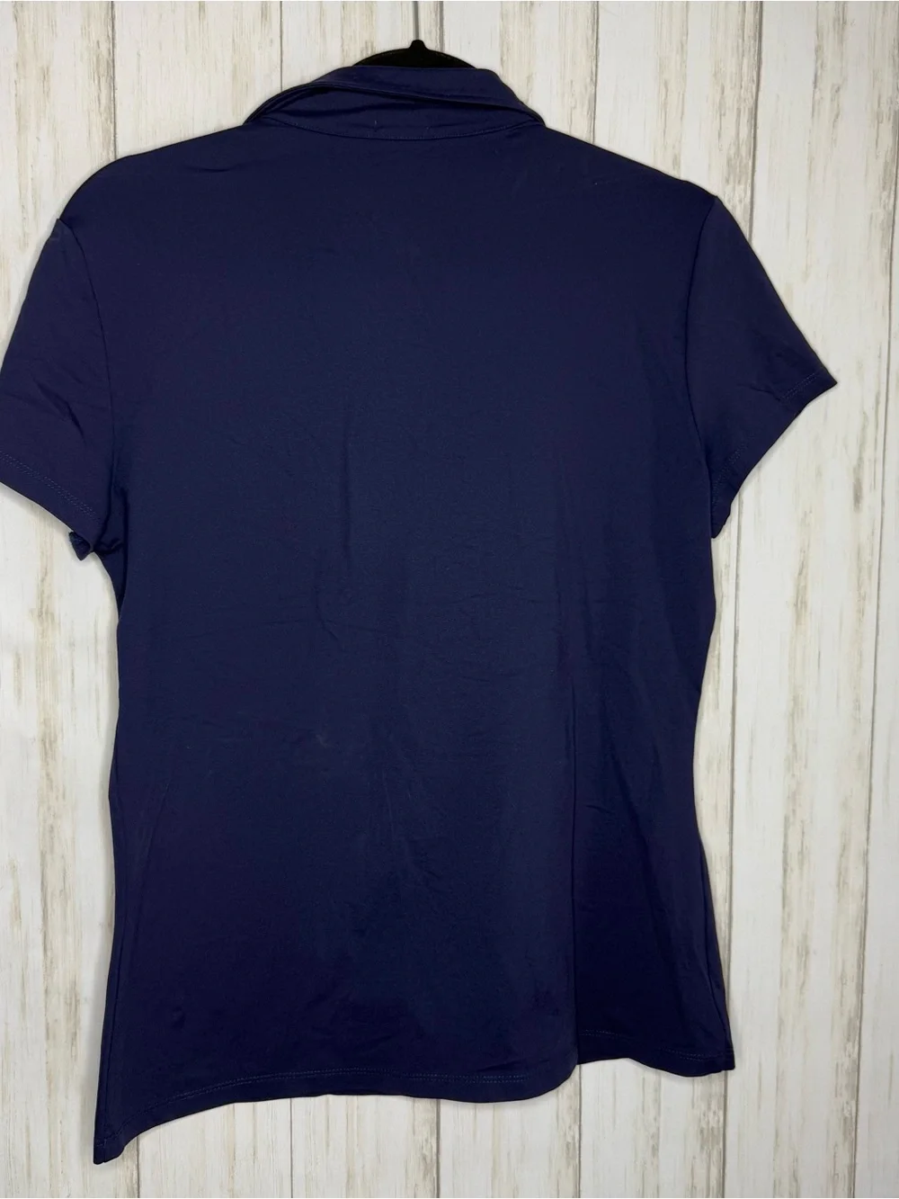 J McLaughlin Medium Navy Short-Sleeve Button-Down Blouse